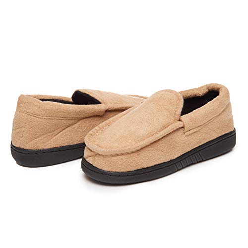 Skysole Boys’ Micro-Suede Slippers, Indoor And Outdoor Moccasin Loafers With Rubber Soles, Tan, Size 5 #TOP3