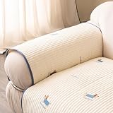 MDSASFD Cotton Couch Cover, Funny Fuzzy Sofa Covers for Pets Washable, Dogs Pattern Sectional Couch Covers l Shape, Non-Slip Furniture Protector for Dogs, Armrest Cover(1PC, Beige White, 27.6"×27.6")