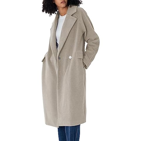 S・DEER Winter Women's Casual Lapel Basic H-shaped Long Coat(Beige,M) Cover