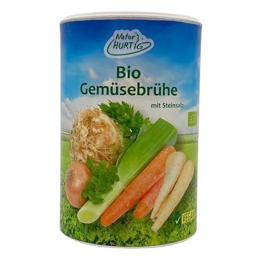 Natur Hurtig Bio Gemüsebrühe 275 g | Ohne Zusatzstoffe, ohne Glutamat, ohne Hefe | Vegan, mit natürlichem Steinsalz verfeinert