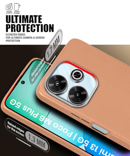 Image of WOW IMAGINE Back Cover for Mi Redmi 13 5G | Poco M6 Plus 5G | Ultra Slim Flexible Non-Slip Grip | Inner Fabric | Metal Camera Ring & Lightweight Soft Silicone Mobile Case - Tan Brown