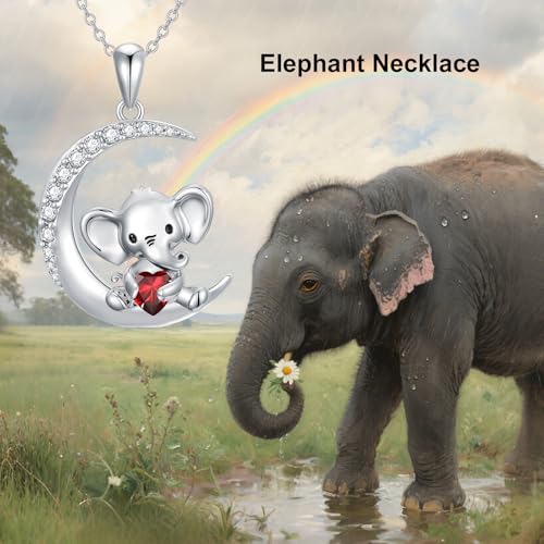 Image of PROESS Animal Birthstone Necklace 925 Sterling Silver Otter /Axolotl /Hippo /Elephant /Dachshund /Monkey /Red Panda Pendant Necklace Animal Birthstone Jewelry Gifts for Women