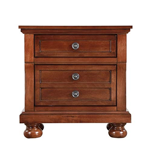 MAKLAINE Contemporary Engineered Wood 2 Drawer Nightstand in Cherry