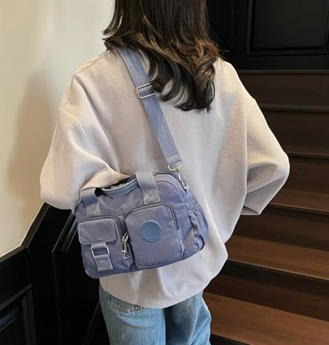 Nylon Tote Bag for Women Lightweight Travel Causal Top Handle Purse Waterproof Multi Pocket Shoulder Crossbody Handbag 20254