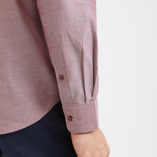 Image of Raymond Men Pure Cotton Slim Fit Solid Pattern Semi Cut Away Collar Formal Shirt