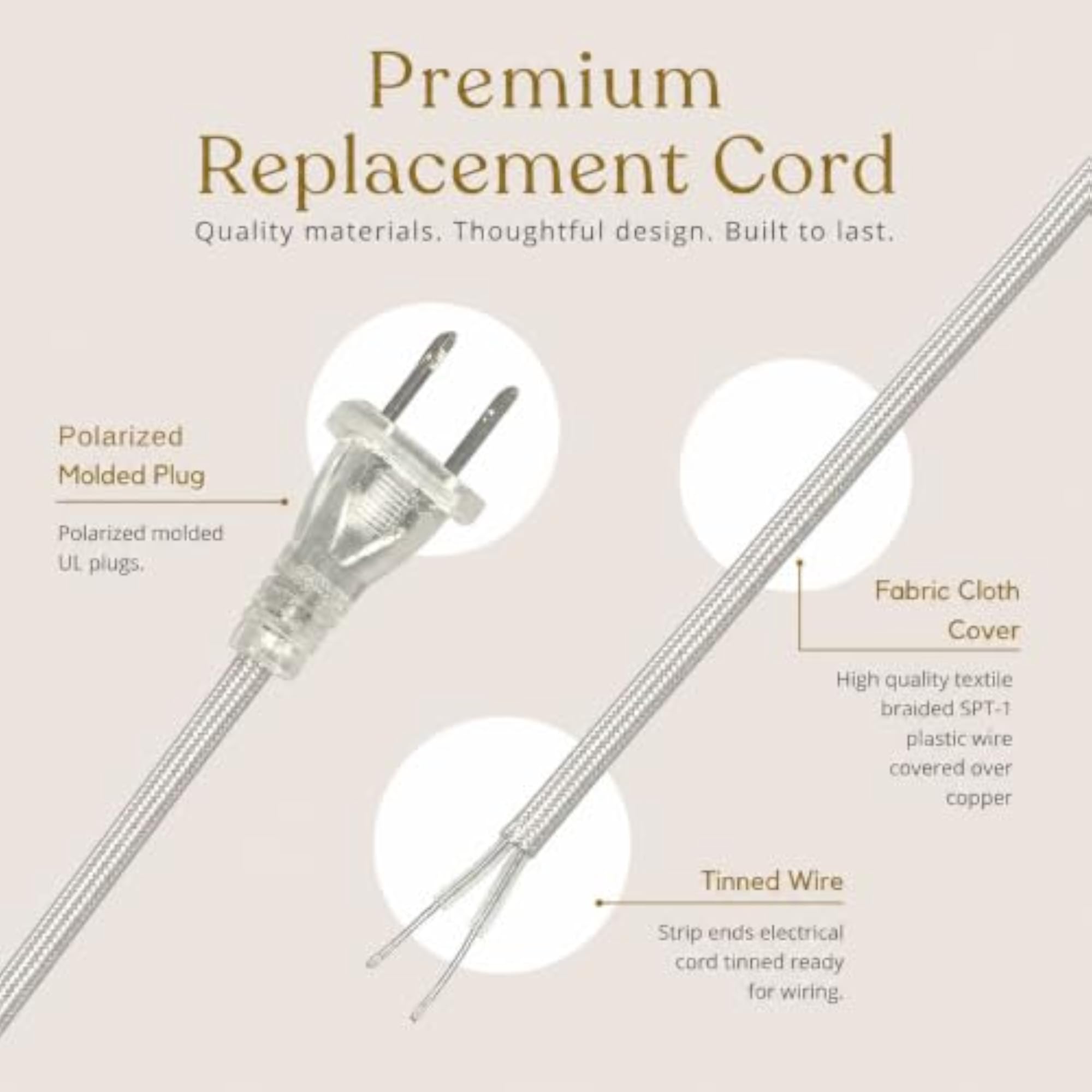 Replacement Lamp Cord, Unique Silver Design