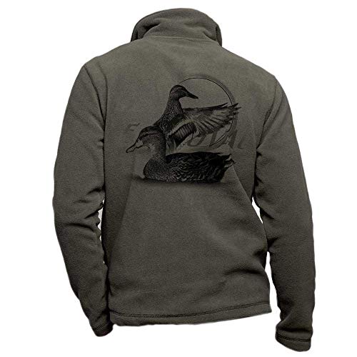 Blouson de chasse en polaire kaki personnalisé canard - veste de chasse taille 4XL