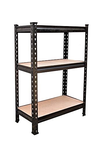 Image of NAVRANG Boltless Rack -3 Shelf-NAVRANG Black Matte Finish Adjustable Shelving Unit Storage Utility Display Rack Steel Boltless Rivet Rack (30x24x12)