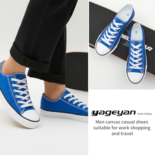 Image of yageyan Men Canvas Low top Shoes Classic Casual Sneakers Black and White Fashion Shoes