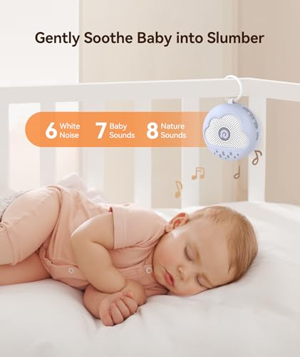 Image of Dreamegg White Noise Machine - Portable Sound Machine Baby with Safe Silicone Cover, Features Powerful Battery, 21 Soothing Sound, Noise Canceling for Sleeping, Baby Registry Gift, Nursery(Blue)