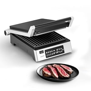 JOYAMI Smokeless Indoor Grill, 2000W, non stick, Healthy, Griddle, Toastie, Steak, Panini, BBQ, Sandwich, Easy clean, Removable Plates, 8 Grilling Programs, Temperature Control, Garden