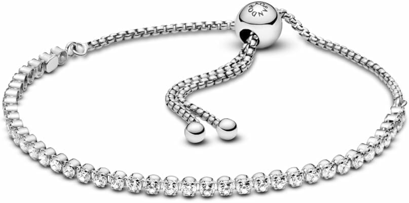 PANDORA Timeless Sparkling Slider Tennis Bracelet - Sterling Silver Bracelet with Cubic Zirconia - Jewelry for Women - Includes Gift Box - 9.8