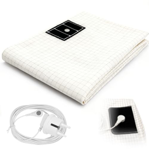 Erdungsmatte 90% Bio-Baumwolle und 10% Silberfaser Magnetfeldmatte mit Erdungsanschlusskabel für Besseren Schlaf 90x203cm