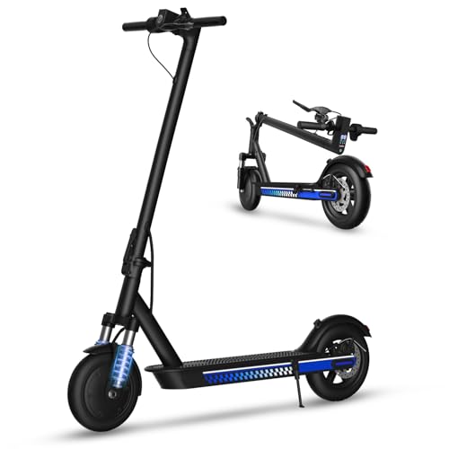 Electric Scooter Adults Powerful 500W Peak Motor Front Suspension Portable Foldable 8.5'' Tires E Scooters for Adult Max 21 Miles Range APP Control Double Braking with Cruise Control