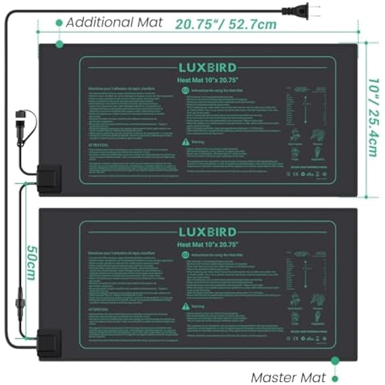LUXBIRD 6 Pack Daisy Chain Seedling Heat Mats for Indoor Plants, Greenhouses, Germination, Hydroponic Garden, IP67 Waterproof Durable (LB-HMDC-06)