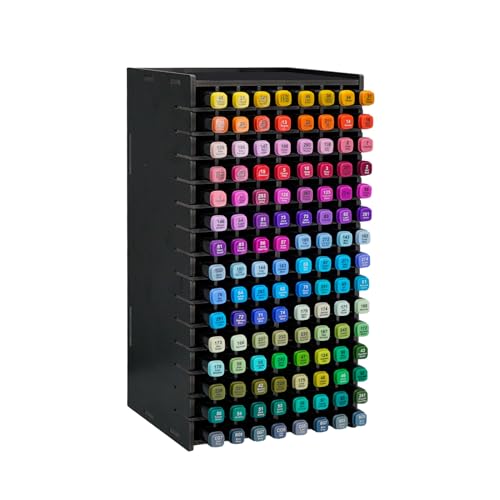 Image of SANFURNEY Art Marker Storage Rack for 120 Markers, Watercolour Brushes Pens Color Pencils Organizer Holder for Desk, Black