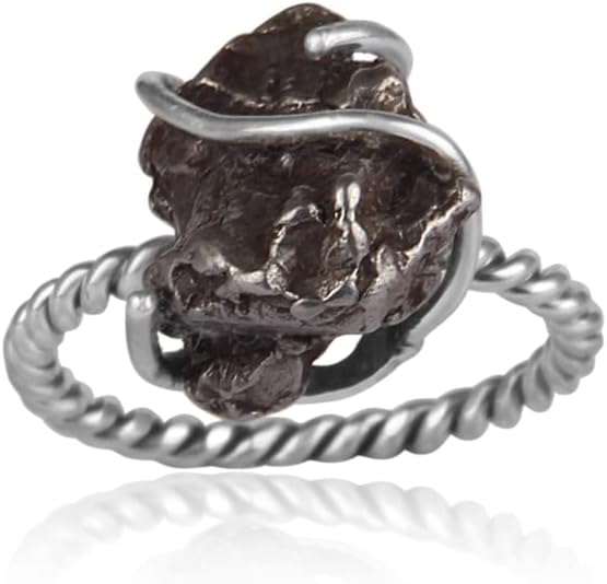 Authentic Raw Meteorite Ring Tektite Ring Meteorite Silver Engagement Ring Meteorite 925 Silver Handmade Ring Rough Stone Ring For Men (5.5)