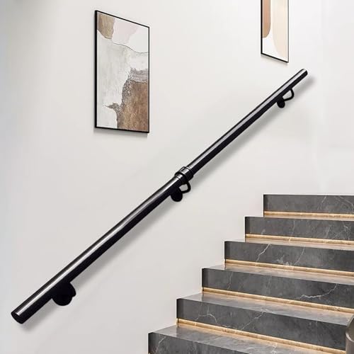 Rampe d'escalier noire kit complet 510cm barre d'appui fer forgé extérieur - 2