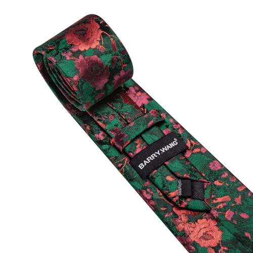 Image of Barry.Wang Flower Ties for Men Handkerchief Cufflinks Set Wedding Necktie Set Party