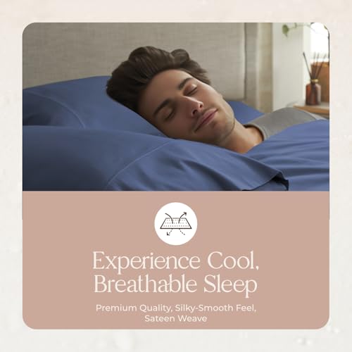 Image of 100% Organic Cotton Pillow Cases Queen Size Set of 2-100% Cotton Pillowcases GOTS Certified 300 Thread Count - Naturally Cooling Comfortable Breathable & Soft Pillow Cases (Navy, Queen)