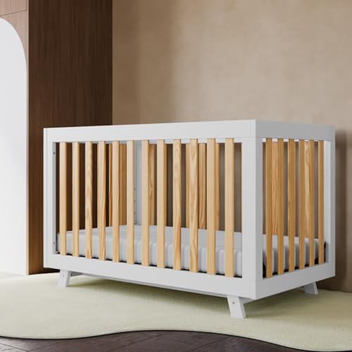 Image of Storkcraft Beckett 3-in-1 Convertible Crib, White and Natural