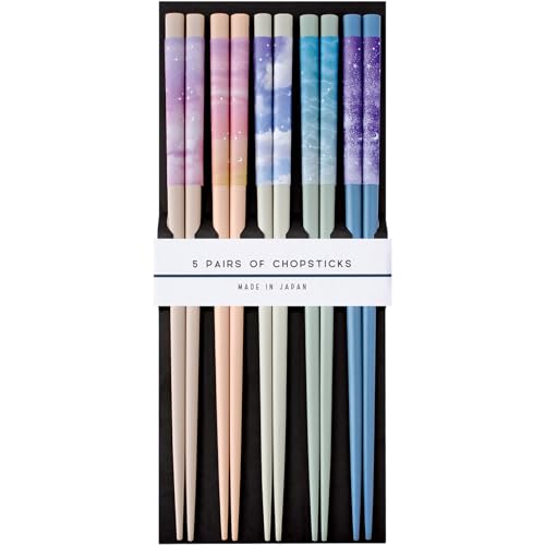 サンライフ 箸 5膳 セット 22.5cm 男女兼用 業務用 来客用 ミラ 天然木 5色 日本製 S-03889