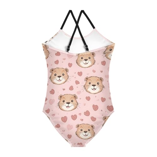 Image of Girls Swimsuit Little Cute Cat and Ice Cream One Piece Swimwear