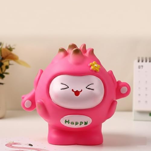Image of Money Saving Bank with Coin Slot / /Creative Cartoon Design Money Bank / /Plastic Piggy Bank for Boys & Girls (Pack of 1) (Dragon Fruit)