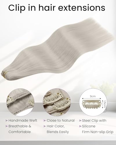 Image of LaaVoo Clip In Hair Extensions, Straight Soft Hair, 20 Inch 5Pcs 80g | Clip On Extensions Human Hair Adopt Flexible Structure, Support Tool-Free Installation, And Removal
