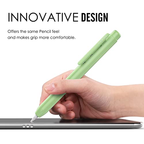 Image of MoKo Holder Case Fit Apple Pencil 1st Gen, Retractable Tip Cap Fit New iPad 10th Gen 2022, iPad 9th Gen 2021, iPad 8th Gen 2020, iPad 6th 9.7 2018, iPad Mini 5th Gen Pencil Case Pencil, Green | Retractable, Protective Sleeve Skin Cover, Sturdy Clip