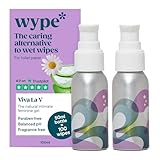 Wype | Viva La V Duo | Intimate Wipes Alternative | Toilet Roll Gel | Feminine pH Balanced, Rose & Geranium Scented | COSMOS Organic | Equivalent To 200 Wipes | 50ml x2