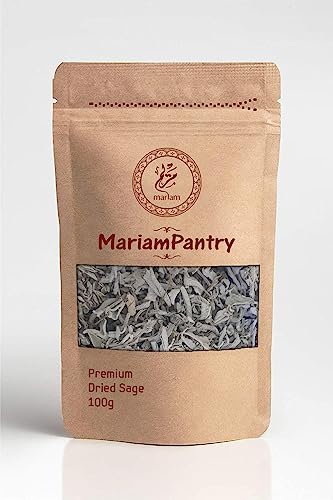 Dried White Sage for Burning 100g - by MariamPantry in Resealable Kraft Bag Pouch