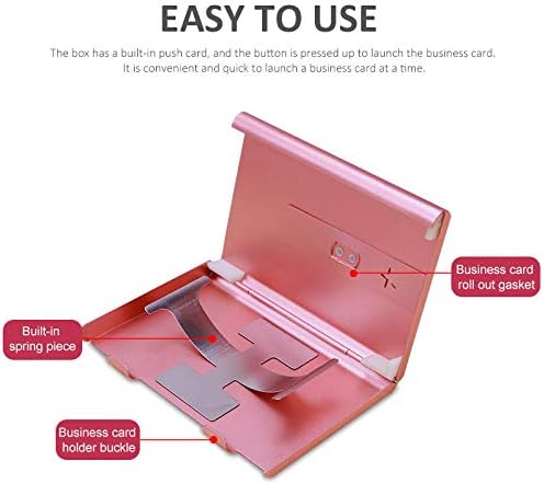 Miniatura 4 de SEIWEI Funda de metal para tarjetas de presentación, deslizante, para pulgar, ajuste abierto, 18 tarjetas de identificación de crédito, diseño de