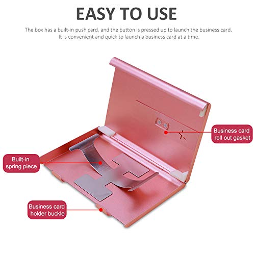 2PCS Metal Business Card Holder Case Thumb Slide Push Open fit 18 Name Credit ID Cards Pocket Card Box Design for Men Women, 94mmx65mmx12mm, Black+Black4