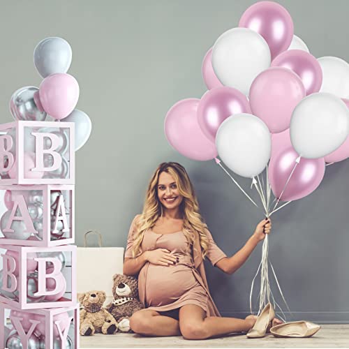 Pink Party Balloons For Girls Women, 30Pcs Pastel Pink White Balloons, Macaron Pink Wedding Balloons With Pink Metal Confetti Balloons For Birthday Baby Shower Wedding Anniversary Decorations #TOP3
