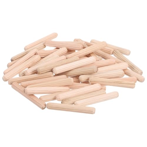 uxcell 50 Pcs Wooden Dowel Pins, 6 x 40mm (0.24 x 1.57 Inch) Wood Dowels Rods, Fluted Dowel Joints for Grooved Woodworking Furniture Craft