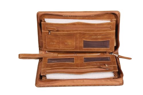 Image of Sukeshcraft Multiple Cheque Book Holder | Original PU Holds Upto 8 Cheque Books, Dual Tone Brown