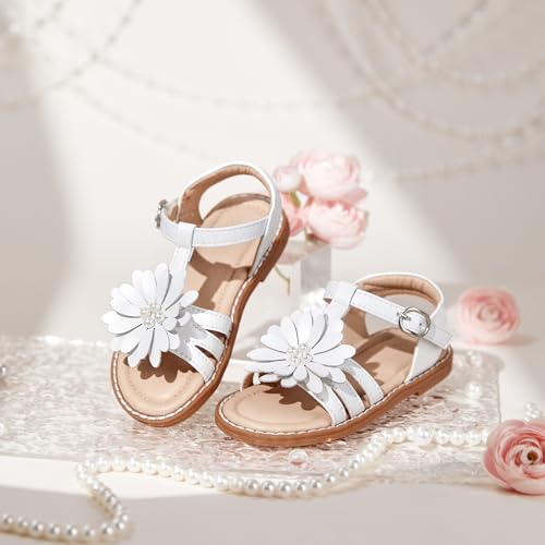 Image of Flaryzone Girls Sandals Open Toe Summer Flats Dress Sandals Shoes Toddler /Little Kid