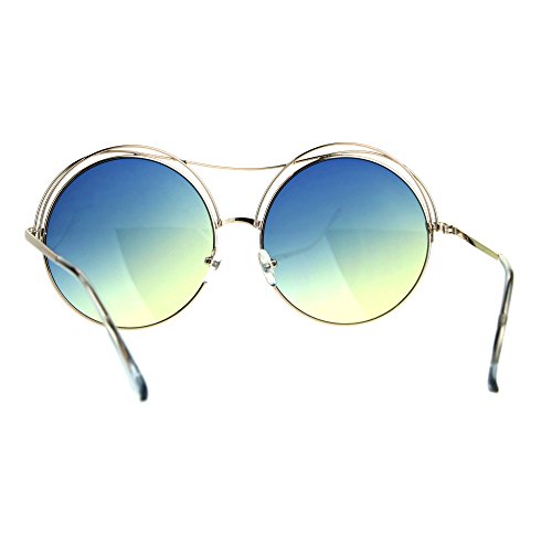 Womens Round Circle Sunglasses Oversized Wire Metal Top Frame UV 4003