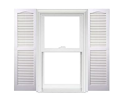 Homeside Open Louver Vinyl Shutters (1 Pair) 14-1/2in. x 55in. - 930 White