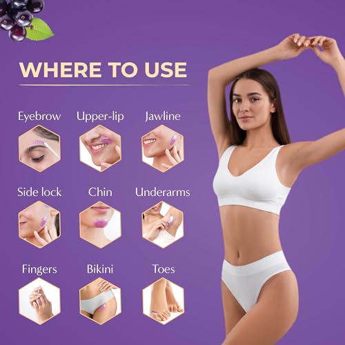 Image of Honeybee Acai Berry Brazilian Beans Wax For Women | Katori Beads Wax For Hair Removal | Liposoluble Stripless /No-Strips Waxing At Home For Brazilian Bikini, Face, Eyebrows, Upper-Lips, Chin, Underarms | Waxing Kit with Post Wax Wipes - 80g