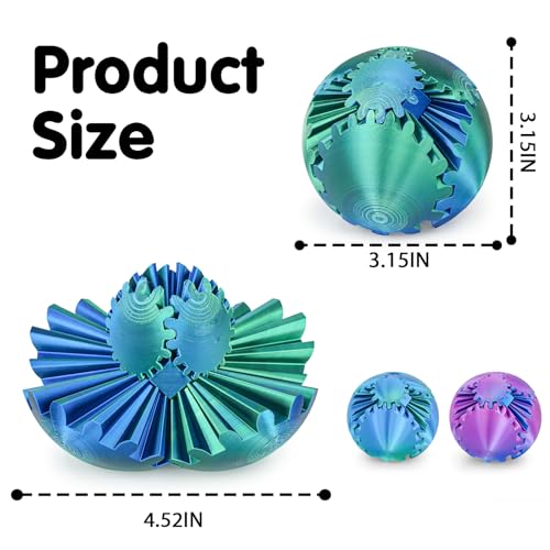 Image of Gear Ball 3D Printed Cube Fidget Toy,Gear Sphere Fidget Toys,Sensory Toys for Stress and Anxiety Relief, Desk Toy Fidget Spinners,Stocking Stuffers for Adults & Kids (Multicolor Set-2pcs, 2.3 Inch)