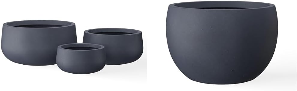 Kante 19.6", 15.7", 11.8", 19.9" Dia Round Concrete Planters Set of 4, Charcoal