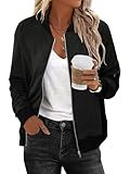 KISSMODA Minimalist Bomber Jacket Daily Outwear Sophisticated Autumn Coat Dark Grey Women's Zipper Fold-Over Collar Side Pockets for Crisp Days Small Size