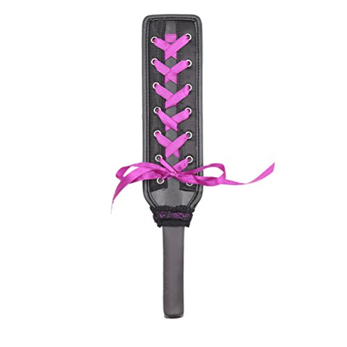 LUOEM Fetish Leather Spanking Paddle Adult Paddle Whip with Ribbon and Metal Eyelets Roleplay Paddle Toys (Purple Ribbon) LUOEM Fetish Leather Spanking Paddle Adult Paddle Whip with Ribbon and Metal Eyelets Roleplay Paddle Toys (Purple Ribbon)