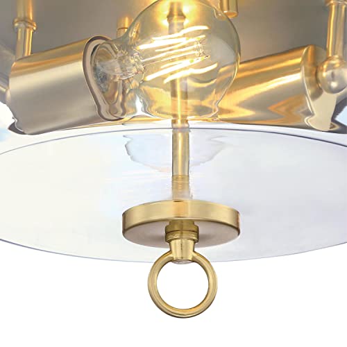 Image of Westinghouse 6128600 Lebanon Transitional 12 Inch, Two Light Flush Mount Ceiling Fixture, Champagne Brass Finish, Clear Glass