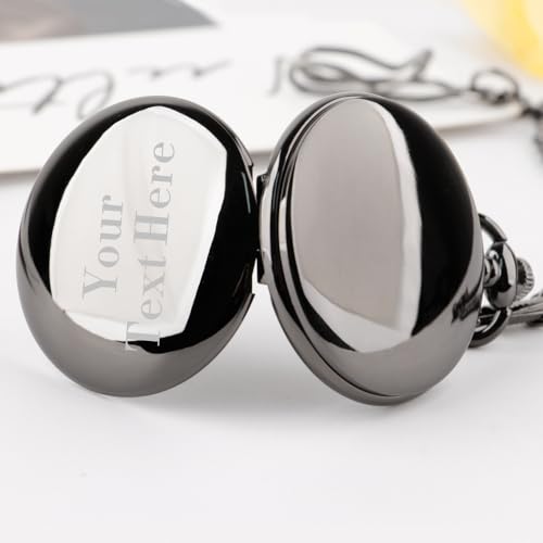 Image of Mens Pocket Watch Skeleton Mechanical Hand Winding Half Hunter Silver Black Golden Case Roman Numerals with Gift Box