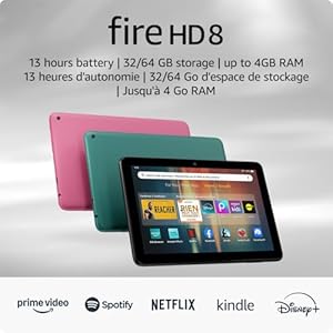 New Amazon Fire HD 8 tablet, 8” HD Display, 3GB memory, 32GB, designed for portable entertainment, Black, (2024 release)