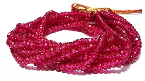 Rondelles corindon rose rubellite LKBEADS 3mm pour création bijoux DIY