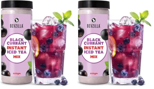 Image of Bevzilla Black Currant Instant Iced Tea Mix - 400 Grams | Perfect For Summers | Refreshing | Instant (Pack of 2)